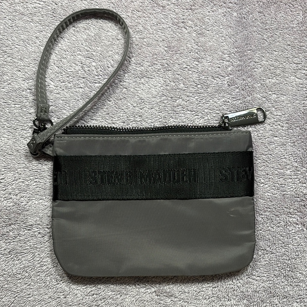 Steve Madden Gray Wristlet with Black Strap